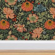 Large Le Jardin Art Nouveau black William Morris Style