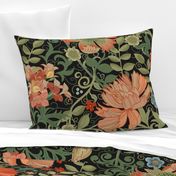 Large Le Jardin Art Nouveau black William Morris Style