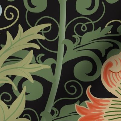 Large Le Jardin Art Nouveau black William Morris Style