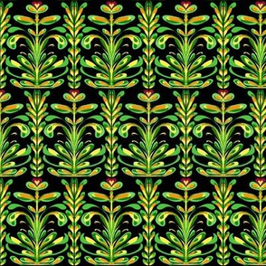 A Fertile Field of Fantasy Ferns on Black - Small Scale