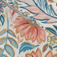 Soft Peach and Blue Art Nouveau Floral