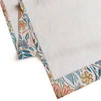 Soft Peach and Blue Art Nouveau Floral