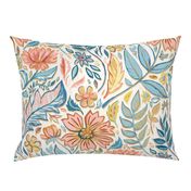 Soft Peach and Blue Art Nouveau Floral