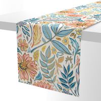 Soft Peach and Blue Art Nouveau Floral