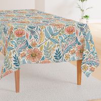 Soft Peach and Blue Art Nouveau Floral