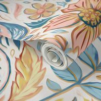 Soft Peach and Blue Art Nouveau Floral