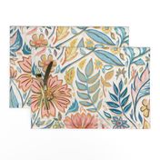 Soft Peach and Blue Art Nouveau Floral