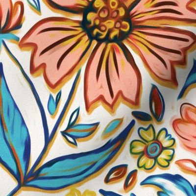 Vivid Colorful Art Nouveau Floral large