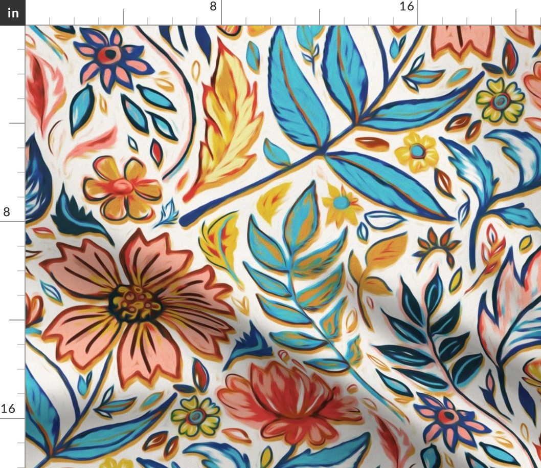 Vivid Colorful Art Nouveau Floral large