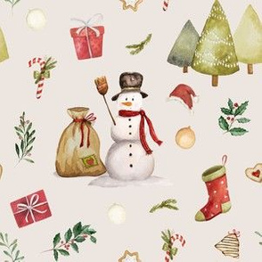 Vintage Christmas Snowman // Spring Wood