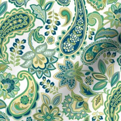 Green Gold Paisley small