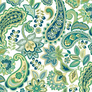 Green Gold Paisley small