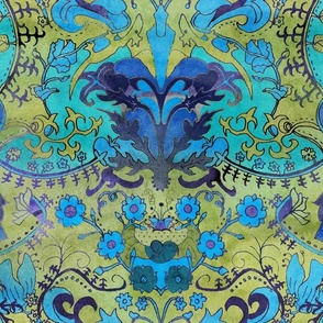 Art Nouveau Dreams -- Modern Art Nouveau Floral -- 21.05in x 14.33in repeat -- 172dpi (87% of Full Scale)