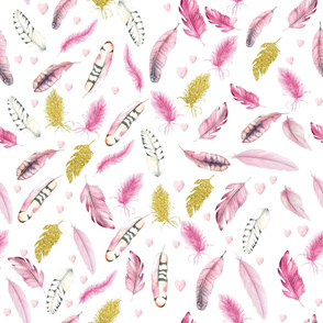 Feathers in pink and gold