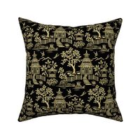 Chinoiserie Pagoda Gold and Black small