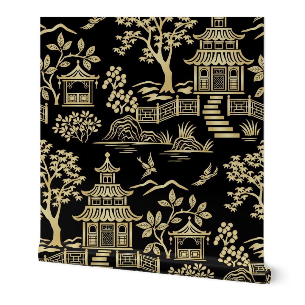 Chinoiserie Pagoda Gold and Black