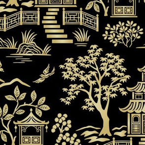 Chinoiserie Pagoda Gold and Black