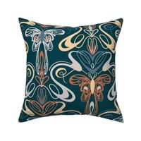 Art nouveau butterflies- navy