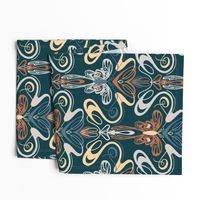 Art nouveau butterflies- navy