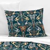 Art nouveau butterflies- navy