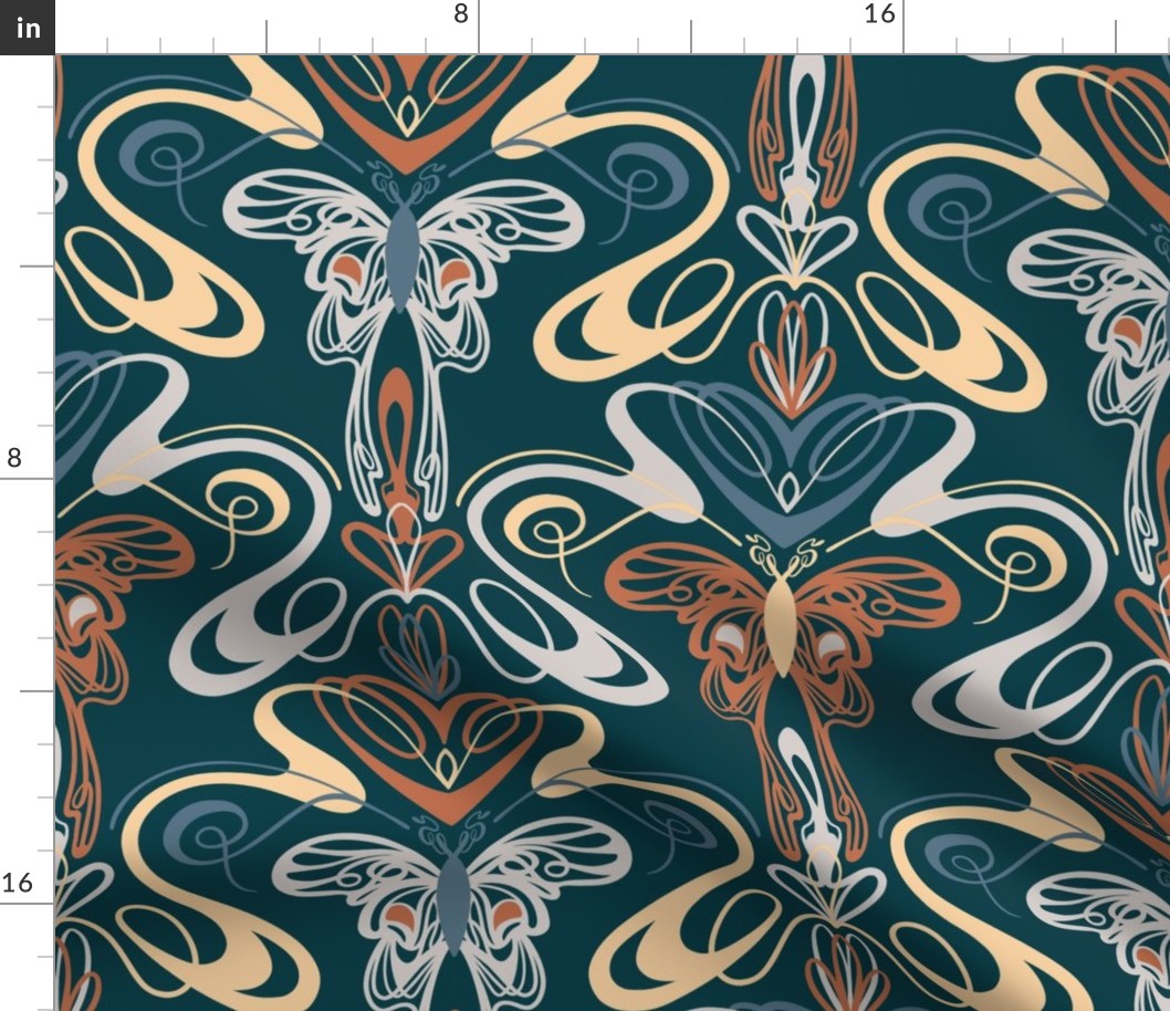 Art nouveau butterflies- navy