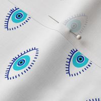 evil eye - blue eyes fabric, nazar, blue eyes, turkey fabric - white