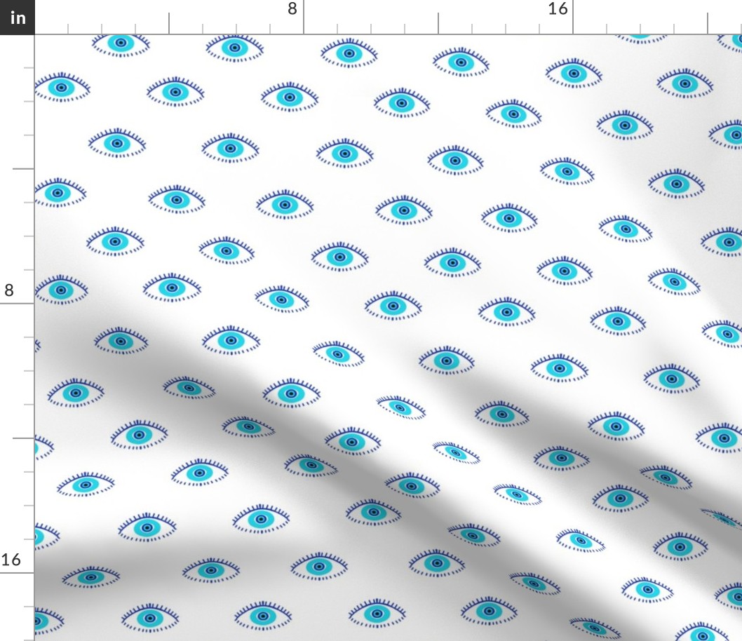 evil eye - blue eyes fabric, nazar, blue eyes, turkey fabric - white