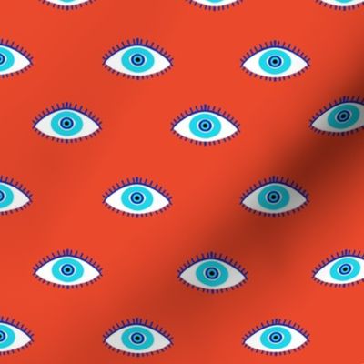evil eye - blue eyes fabric, nazar, blue eyes, turkey fabric - orange