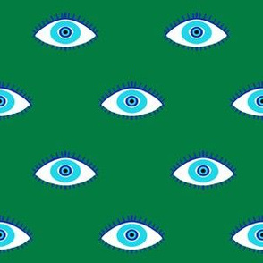 evil eye - blue eyes fabric, nazar, blue eyes, turkey fabric - green