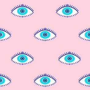 evil eye - blue eyes fabric, nazar, blue eyes, turkey fabric - pink