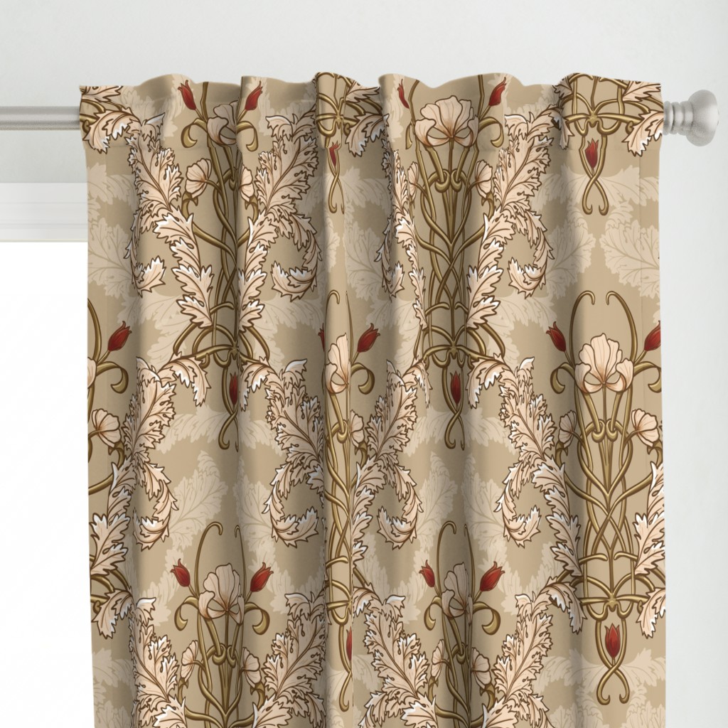 Art nouveau large scale Victorian wallpaper