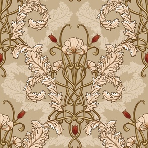 Art nouveau large scale Victorian wallpaper