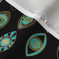 eyes fabric - eye fabric, evil eye, boho hippie fabric - turquoise eyes fabric - black gold and blue