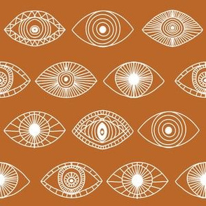 eyes fabric - eye fabric, evil eye, boho hippie fabric - turquoise eyes fabric - rust