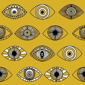 eyes fabric - eye fabric, evil eye, boho hippie fabric - turquoise eyes fabric - yellow