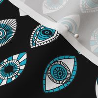 eyes fabric - eye fabric, evil eye, boho hippie fabric - turquoise eyes fabric - black and blue