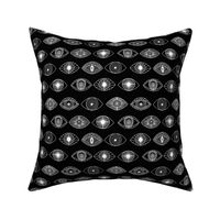 eyes fabric - eye fabric, evil eye, boho hippie fabric - turquoise eyes fabric - black line