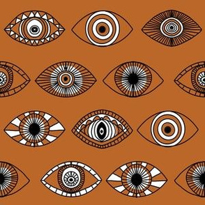 eyes fabric - eye fabric, evil eye, boho hippie fabric - turquoise eyes fabric - terracotta