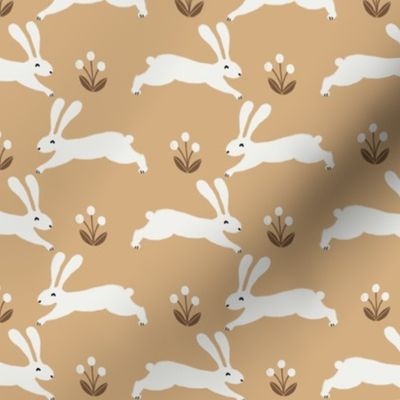 easter rabbit fabric - easter fabric, rabbit fabric, nursery fabric, baby fabric - golden yellow