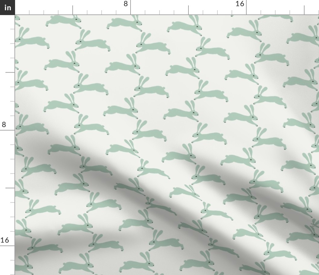 easter rabbit fabric - easter fabric, rabbit fabric, nursery fabric, baby fabric - mint