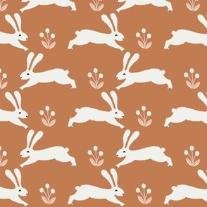 easter rabbit fabric - easter fabric, rabbit fabric, nursery fabric, baby fabric - rust