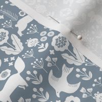 spring animals fabric - spring fabric, easter fabric, woodland animals fabric - blue