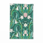 Art Nouveau lilies in arsenic green 24" by Pippa Shaw