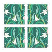 Art Nouveau lilies in arsenic green 24" by Pippa Shaw