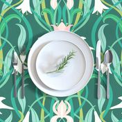 Art Nouveau lilies in arsenic green 24" by Pippa Shaw