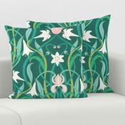 Art Nouveau lilies in arsenic green 24" by Pippa Shaw