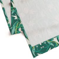 Art Nouveau lilies in arsenic green 24" by Pippa Shaw