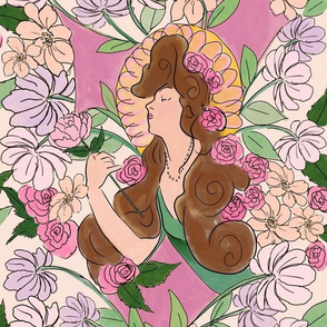 Art Nouveau Floral Goddess // Cream