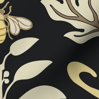 Jum - Art Nouveau - Jumbo - Dark - Honey Bee and Flower 