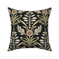 Lg - Art Nouveau - Large - Dark - Honey Bee and Flower